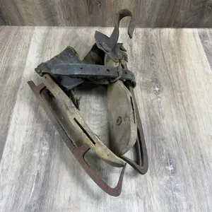 Wooden Ice Skates with Leather Straps