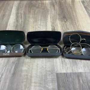 Wire Rim Eyeglasses and Cases - 3 Pairs