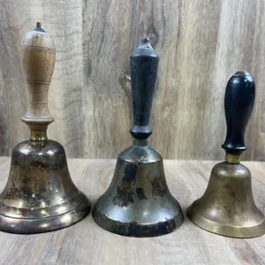 Metal Hand Call Bells with Wood Handles Trio