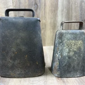 Iron Cowbells With Clappers Pair