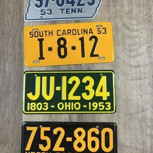 Four 1953 Miniature License Plates