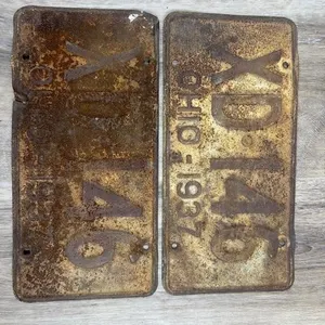 1937 Ohio Stamped Metal License Plates XD-146
