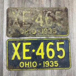 1935 Ohio Matched Pair License Plates XE-465