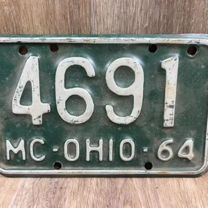 1964 Ohio Motorcycle License Plate 4691 MC-OHIO-64