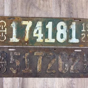 1921 Ohio Stamped Metal License Plates Pair