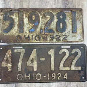1922 & 1924 Ohio Stamped Metal License Plates