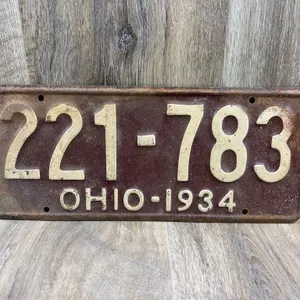 1934 Ohio License Plate Tag Number 221-783