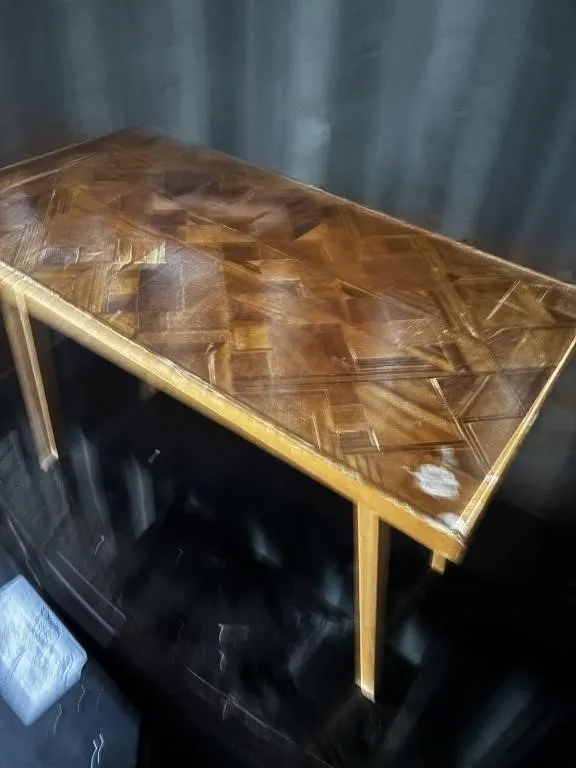 Wooden Table with Parquet Marquetry Top