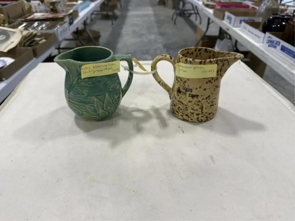 Spongeware pitcher; McCoy pitcher