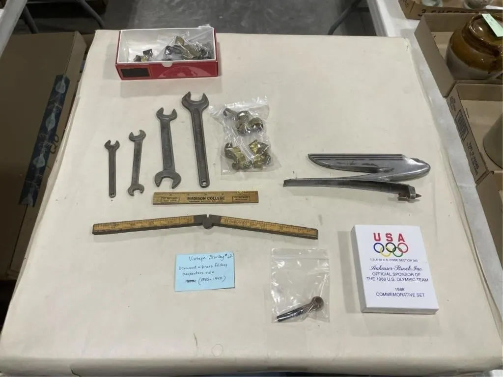 Chevy Hood Ornament, Wrenches, Folding Ruler