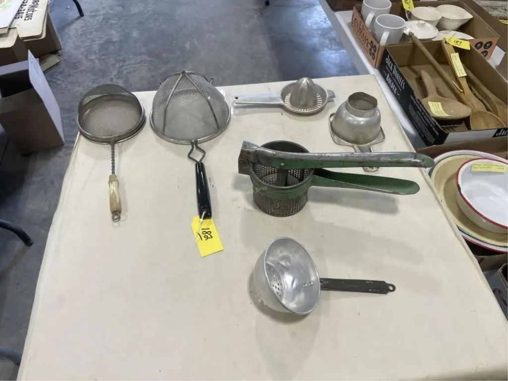 Vintage Kitchen Utensils - Strainer, Press etc