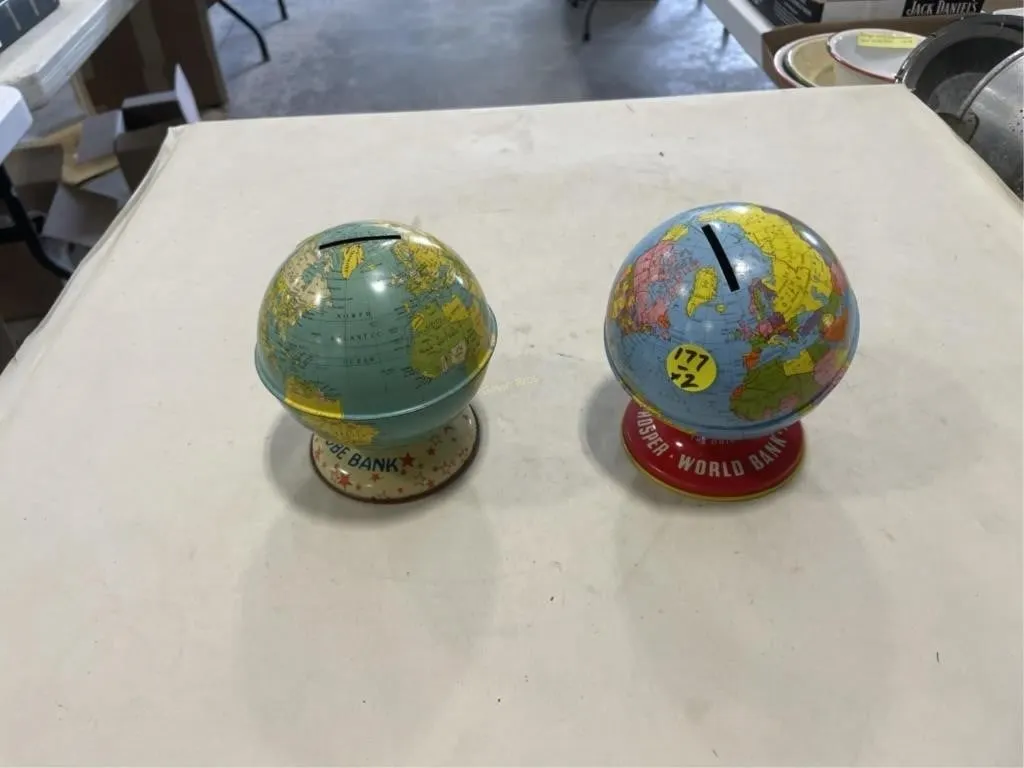 (2) Antique Globe Banks