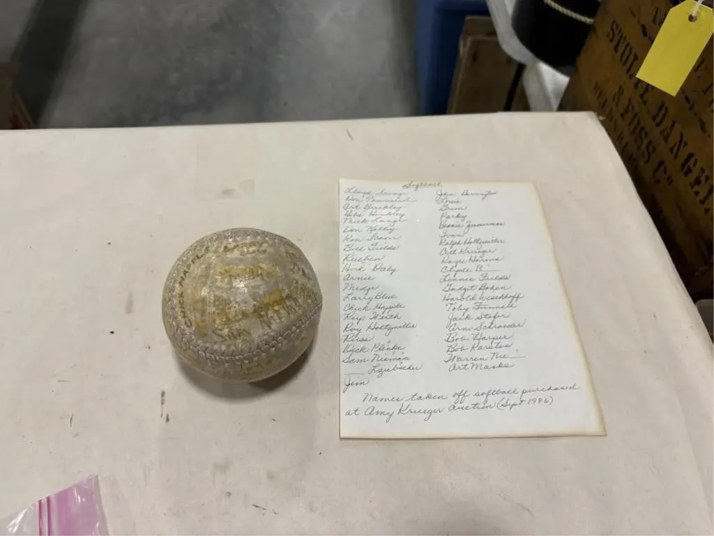 Local? Signed Softball "Amy Krueger Auction 1996"