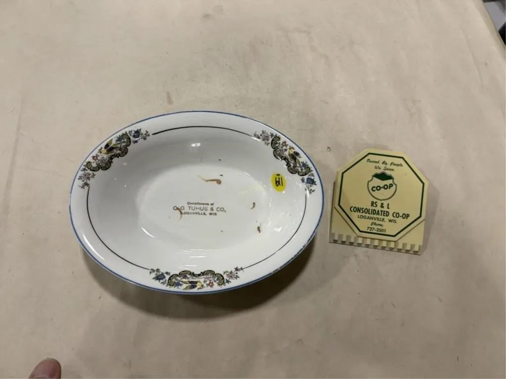 Loganville WI Advertisement Clip & Bowl