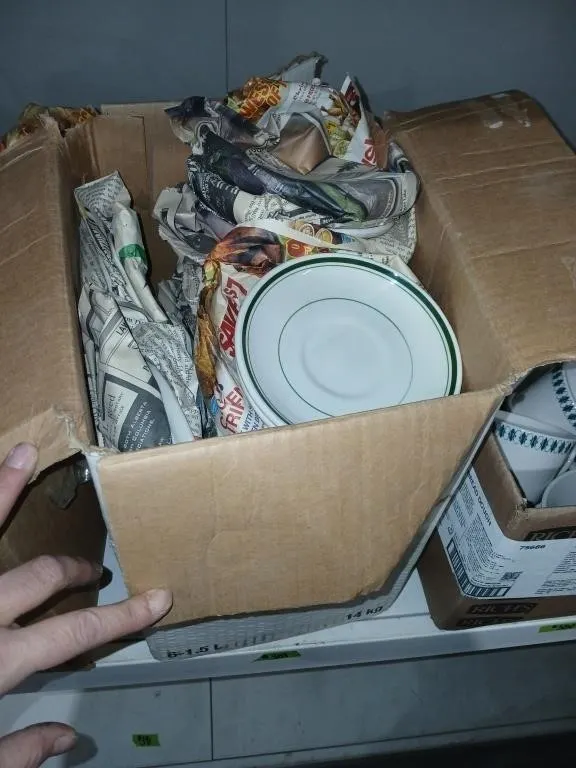 Box w/ White/Green Saucer plates