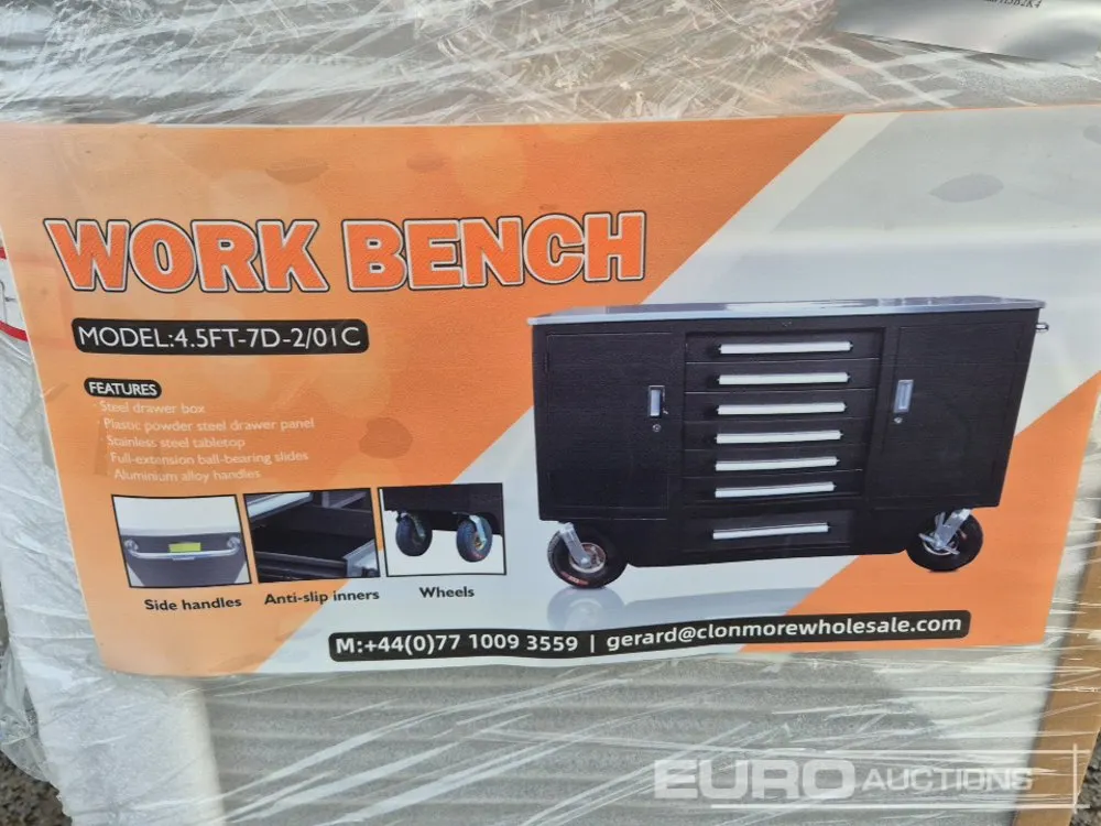 Unused 4' 7 Drawer Mobile Work Bench