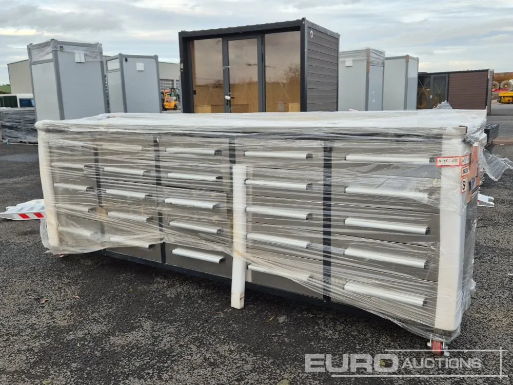 Unused 10' 25 Drawer Work Bench