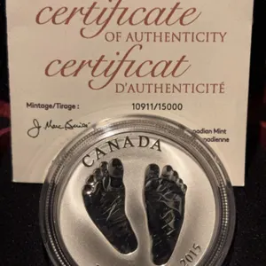 2015 Canada $10 Baby Feet Pure Silver Coin, RCM