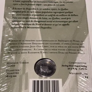 2000 Desjardins 100th Anniversary Silver Coin