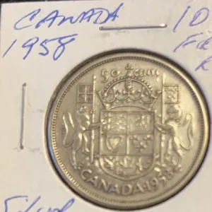 Canada 1958 50 Cents Silver Coin