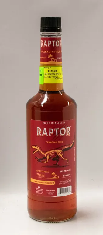 RAPTOR CANADIAN SPICED RUM T REX DISTILLERY 750ML