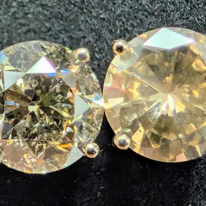 14K(1.65G), NATURAL DIAMOND (2.84CT) CHAMPANGE COLOUR (2.84CT) EARRINGS, APPRAISED INSURANCE VALUE $