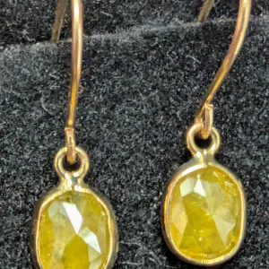 14K(0.5G),  NATURAL YELLOW DIAMOND  (0.94CT) EARRING, APPRAISED INSURANCE VALUE $3300