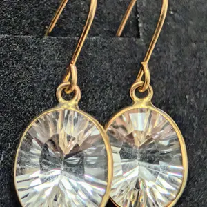 10K(0.96G),  WHITE TOPAZ (2.5CT) EARRING, APPRAISED INSURANCE VALUE $830