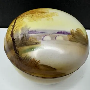 Noritake Hand Painted Landscape Porcelain Jewelry Dresser Vanity Box