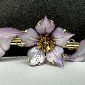 Ocean Treasures Gold on Sterling Vermeil 3" Flower Brooch Pin 11.7 gms
