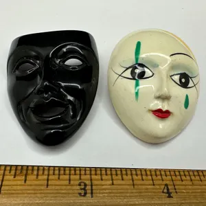 Vintage Theatre Mask & Mime Theme Costume Pins