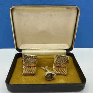 MCM Goldtone Mesh Cufflinks & Tie Pin Set Presentation Box