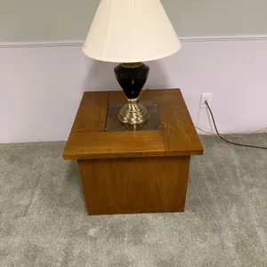 Wood Side Table And Lamp