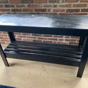 Black Wooden Console Table With Slatted Shelf