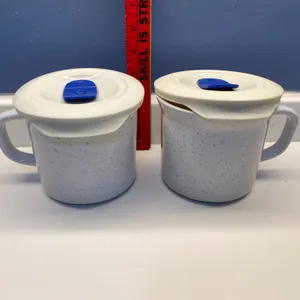 CorningWare 20oz Microwaveable Mugs with Lids, Speckled Design