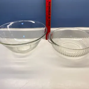 Two Clear Glass Bowls, Including Pyrex Ribbed Bowl