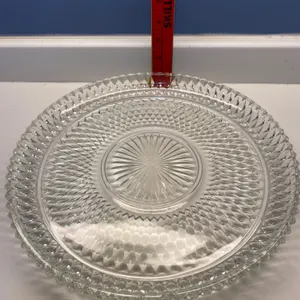 Pressed Glass Serving Platter with Geometric Design