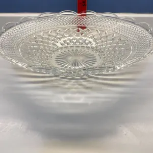 Clear Pressed Glass Serving Plate with Scalloped Edges
