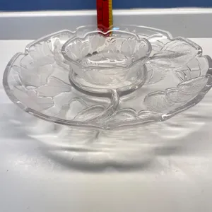 Clear Glass Serving Set with Floral Design