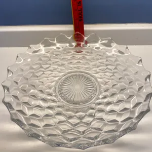 Pressed Glass Bowl with Scalloped Edges and Honeycomb Design