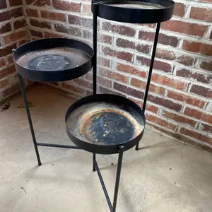 Mid-Century Modern Three-Tier Iron Plant Stand