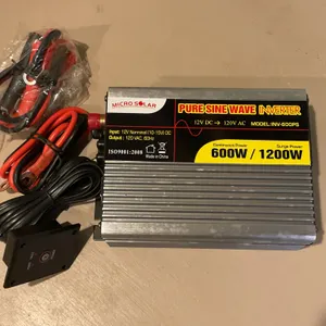Micro Solar Pure Sine Wave Inverter, RV-600PS, 600W/1200W, 12V DC to 120V AC
