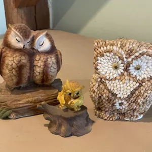 Three Owl Figurines by Various Makers