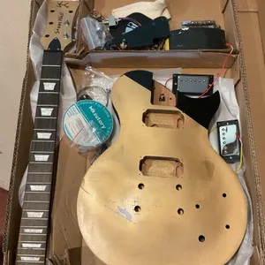 Unassembled Electric Guitar Kit with Wooden Body and Components