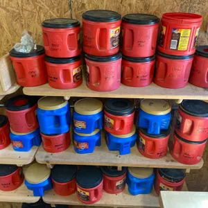 Folgers Coffee Tubs Repurposed for Hardware Storage