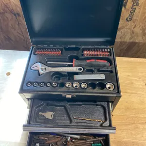 Toolbox With Assorted Tools and Two Drawers
