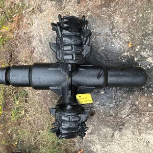 36" Scorpion HDD backreamer. Features dual cutting arms with carbide teeth and hardfacing, fluid ports, and threaded tool joint connections. 36" diame
