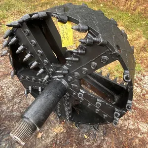 48" bi-face fly cutter reamer. Features carbide bullet cutting teeth, heavy-duty welded steel construction, hardfacing wear pattern, and threaded shaf