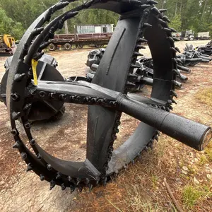 72" fly cutter HDD reamer. Features a welded circular steel ring frame with 4-spoke structural supports, conical carbide cutting teeth, and an integra