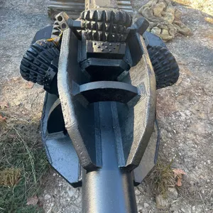 42" mill tooth hole opener. Features milled tooth roller cone cutters, fabricated heavy-duty steel body, and integrated stabilizer ribs.
